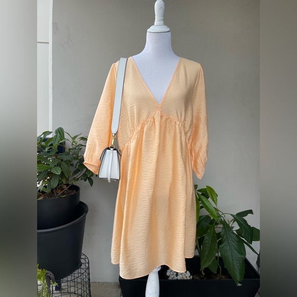 ☘️ H&M Semi-sheer Mini Dress/ Tunic in Pale/ Pastel Orange, M - Picture 1 of 15